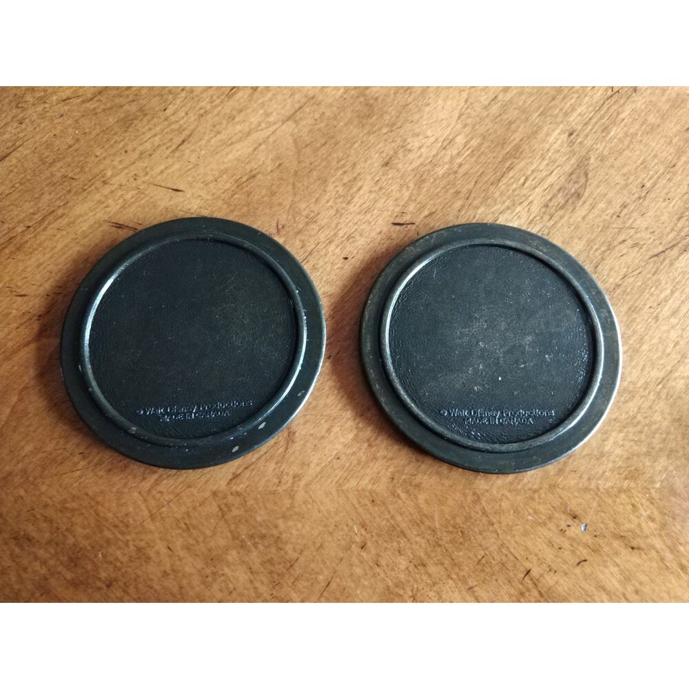 Vintage Set Lot 2 Bronze Walt Disney World Mickey Mouse Coasters Canada 3.25"Dia - Picture 8 of 13